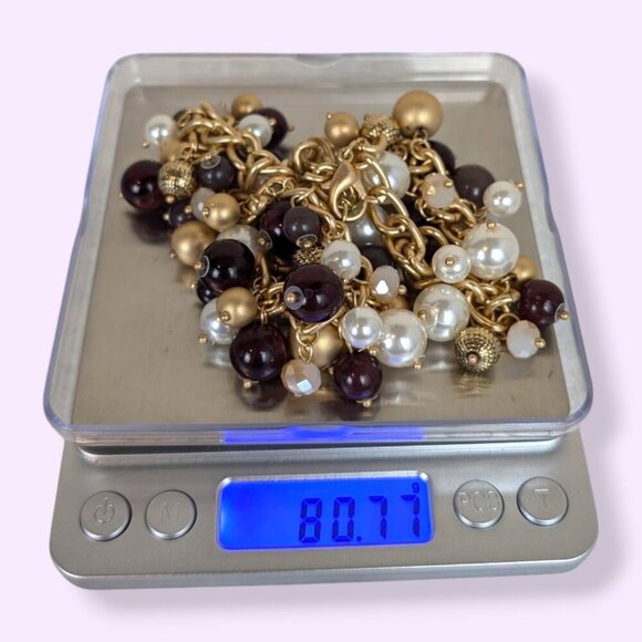 (2/$20) Pearly Dangling Beaded Cluster Necklace - Picture 5 of 5